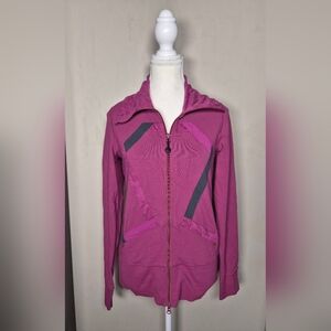 Rare Lululemon Womens 6 Medium Pink Purple Oragami Stride Jacket Yoga Sweater